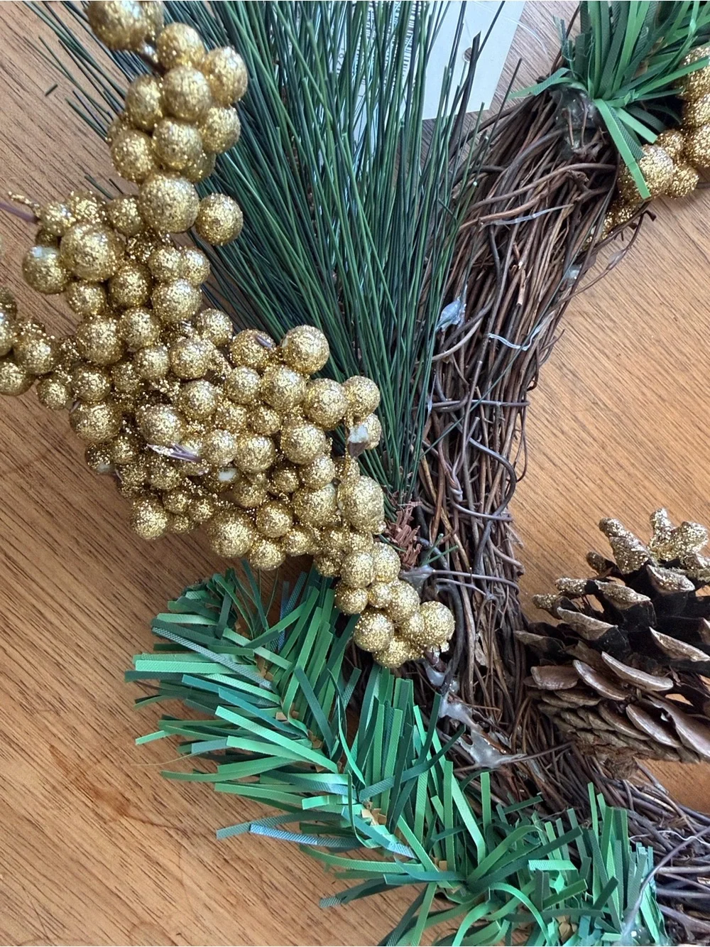 Hobby Lobby pinecone green gold